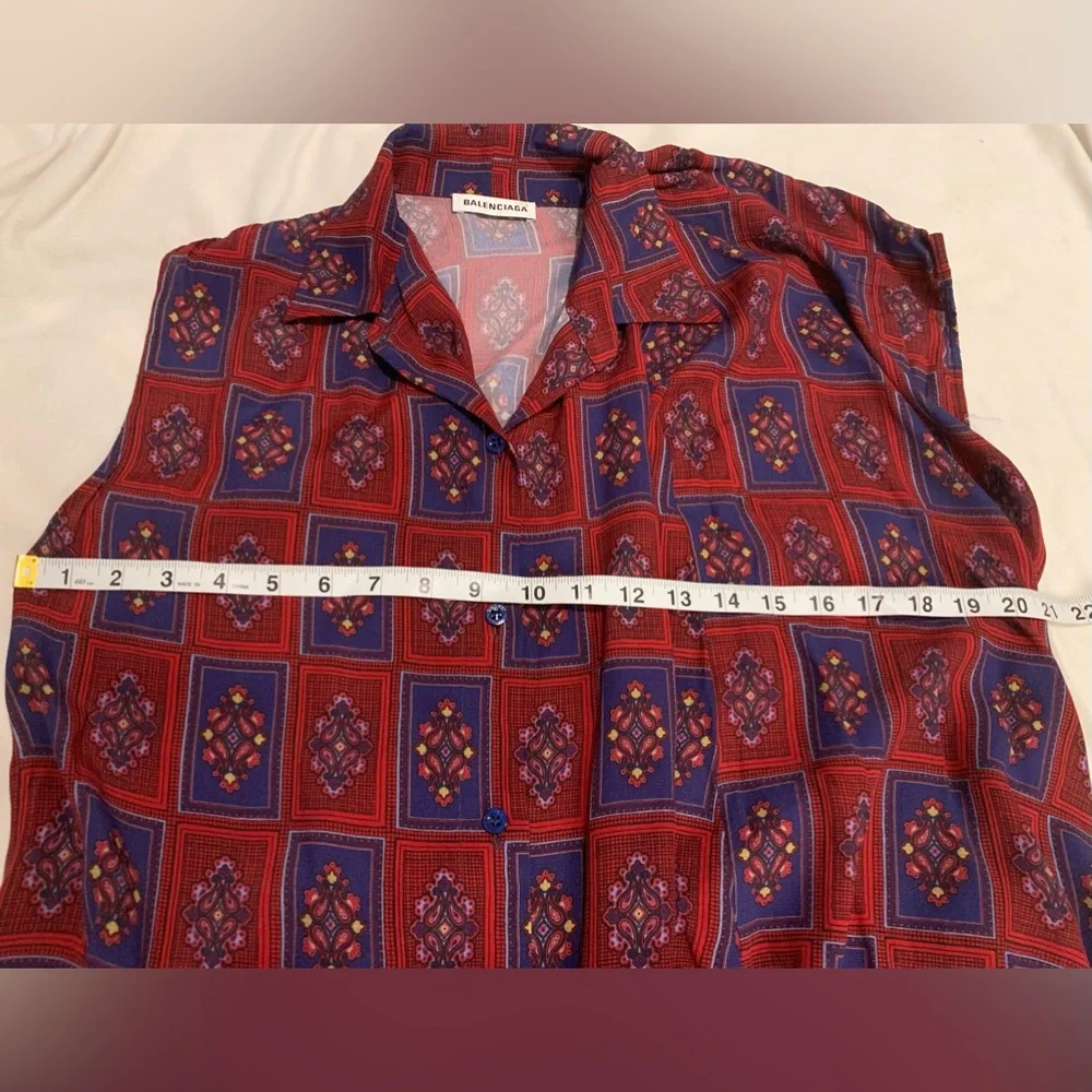Balenciaga 2019 Convertible Paisley Asymmetrical Button-Up size FR 36 US 4 NWT - Picture 9 of 16